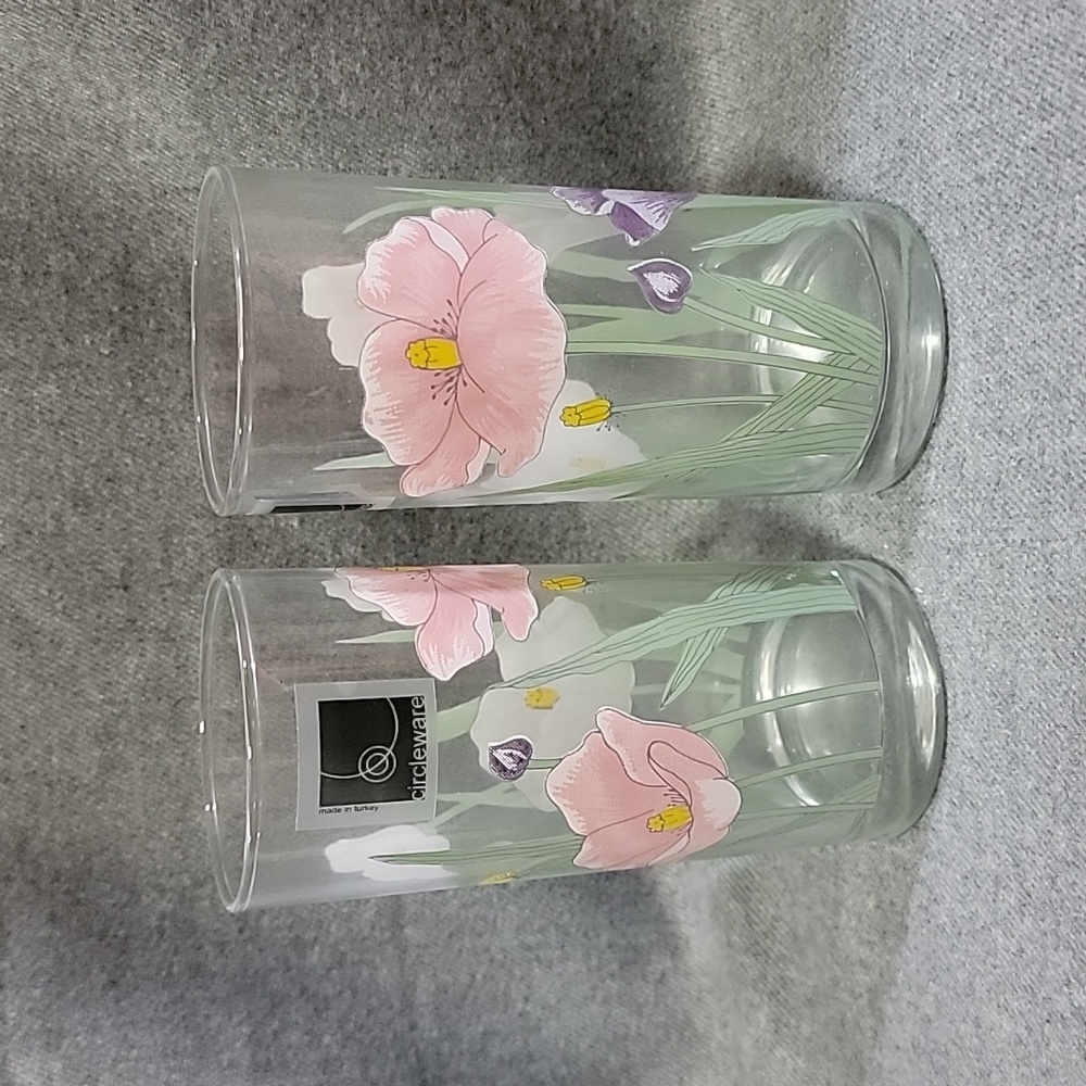 Set Of Two Circleware Vintage Floral Glasses